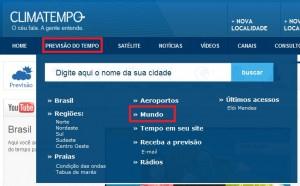 Previsão do tempo no mundo.
