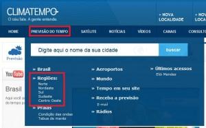 Previsão do tempo na região