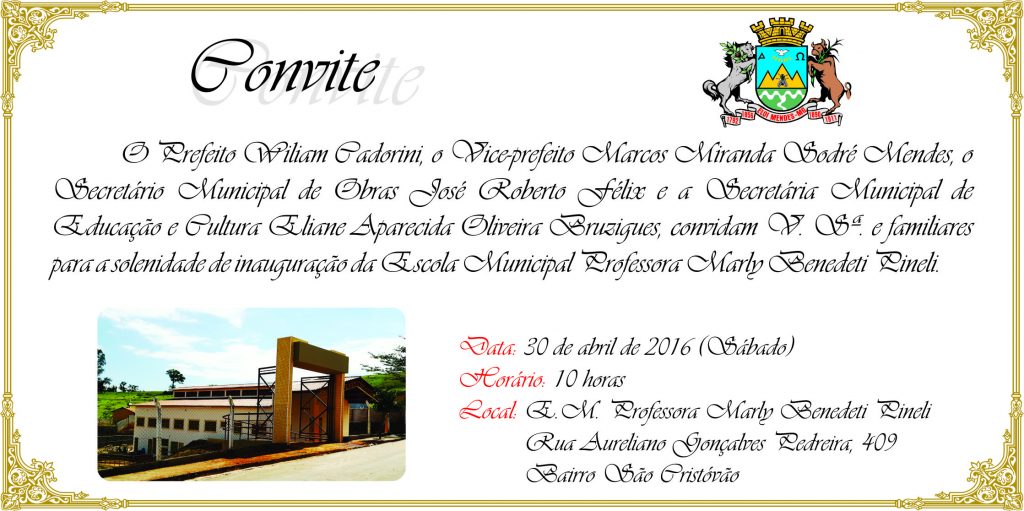 CONVITE - INAUGURAÇÃO EM MARLY BENEDETI PINELI